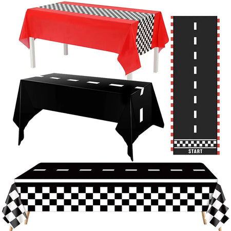 Checkered Race Car Party Tablecloth - Racing Birthday Party Decor