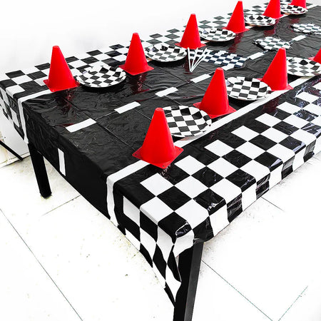 Checkered Race Car Party Tablecloth - Racing Birthday Party Decor