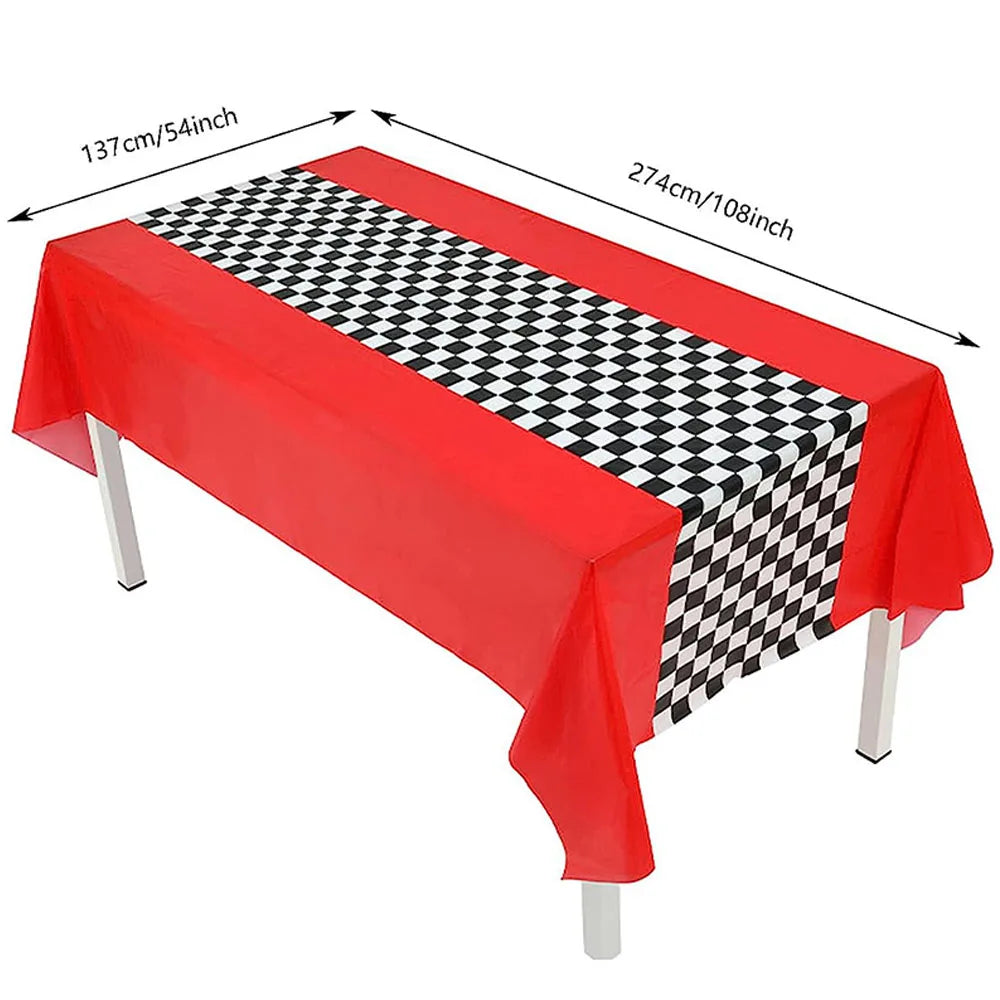 Checkered Race Car Party Tablecloth - Racing Birthday Party Decor