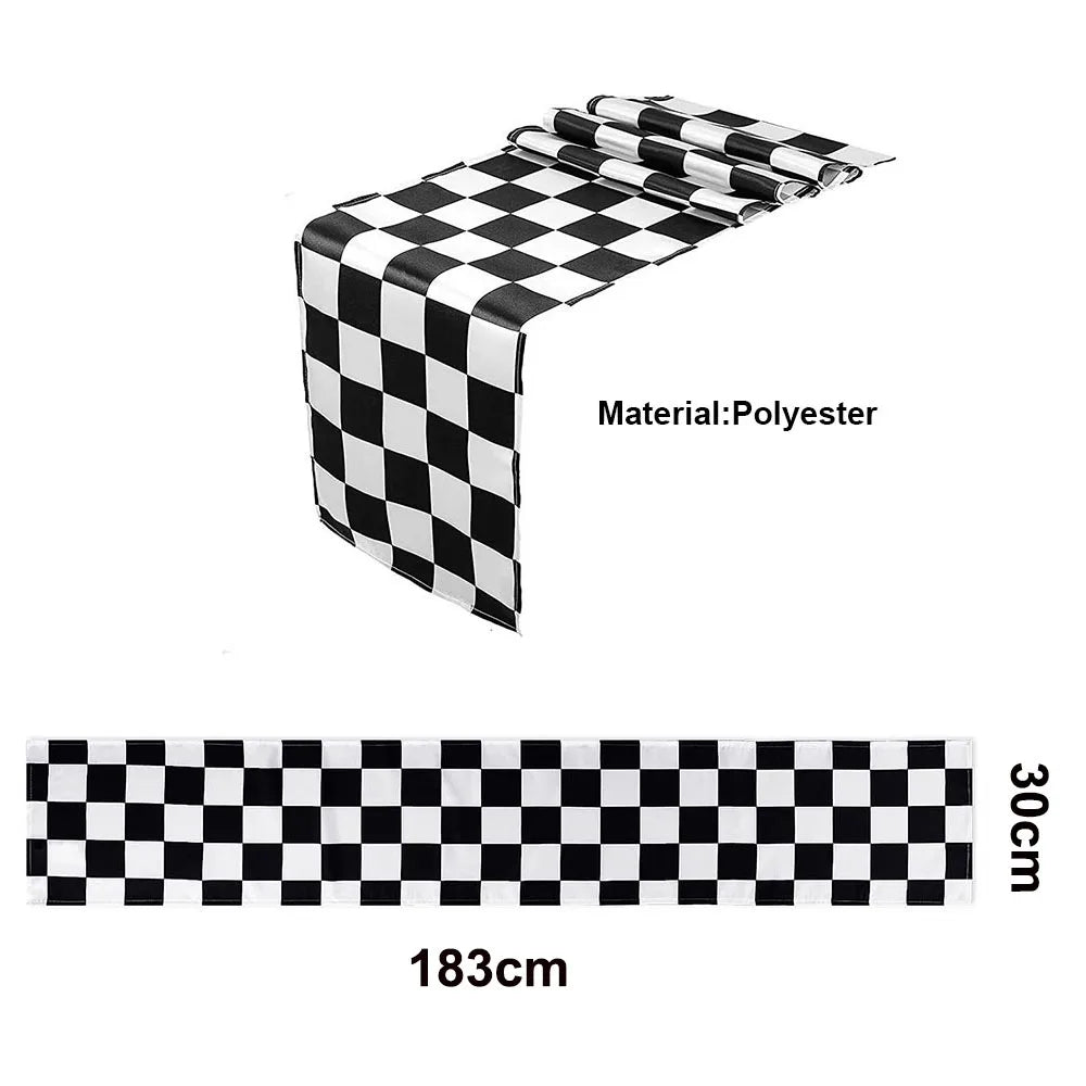 Checkered Race Car Party Tablecloth - Racing Birthday Party Decor Coffee / As show