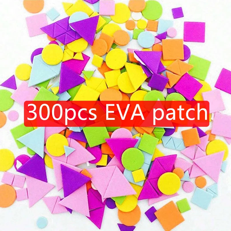 Children Craft Toys Sponge Patch Black&amp;amp;White Eyes Decorative Handmade DIY Geometry Triangle Square Circle Sponge Stickers TMZ 300pcs JH