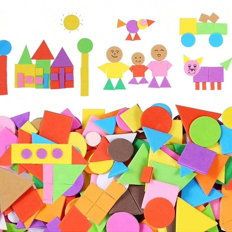 Children Craft Toys Sponge Patch Black&amp;amp;White Eyes Decorative Handmade DIY Geometry Triangle Square Circle Sponge Stickers TMZ