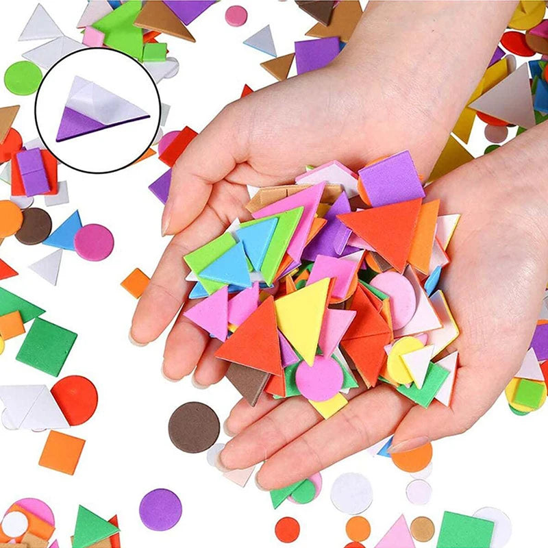 Children Craft Toys Sponge Patch Black&amp;amp;White Eyes Decorative Handmade DIY Geometry Triangle Square Circle Sponge Stickers TMZ