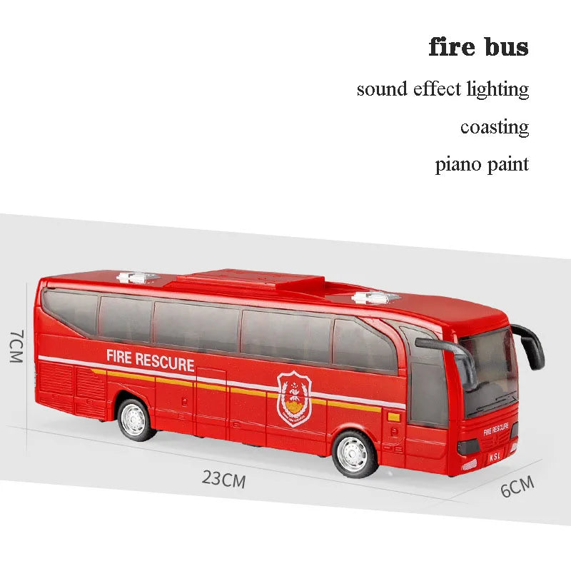 Children's School Bus Toy Model Simulation Inertial Bus Police School Bus Bus Light Car Toys for Boys Toy Gift Model Kids Gifts Red