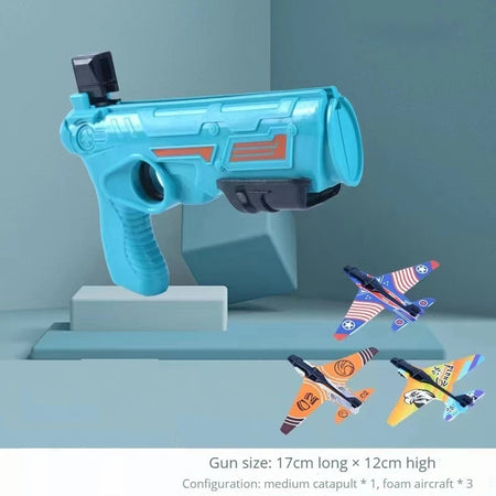 Children's Toy Ejection Aircraft Shooting Game Outdoor Parent-child Sports Toy Boy Gift Shooting Aircraft Set Sky blue / China