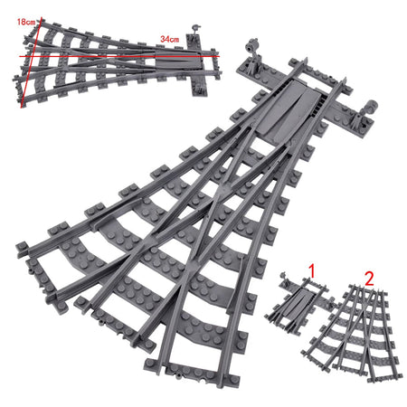 City Trains Flexible Switch Railway Tracks Rails Crossing Forked Straight Curved Building Block Bricks Toys Compatible with 7996 FJGD10