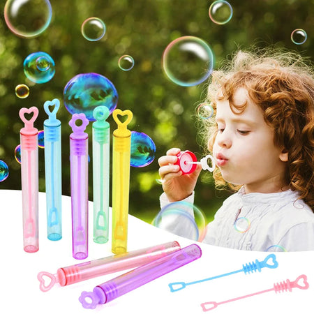 Colorful Bubble Soap Bottle Heart Wand Empty Tube Kids Birthday Party Favors