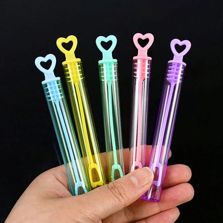 Colorful Bubble Soap Bottle Heart Wand Empty Tube Kids Birthday Party Favors