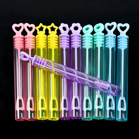 Colorful Bubble Soap Bottle Heart Wand Empty Tube Kids Birthday Party Favors