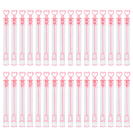 Colorful Bubble Soap Bottle Heart Wand Empty Tube Kids Birthday Party Favors Pink / 20pcs