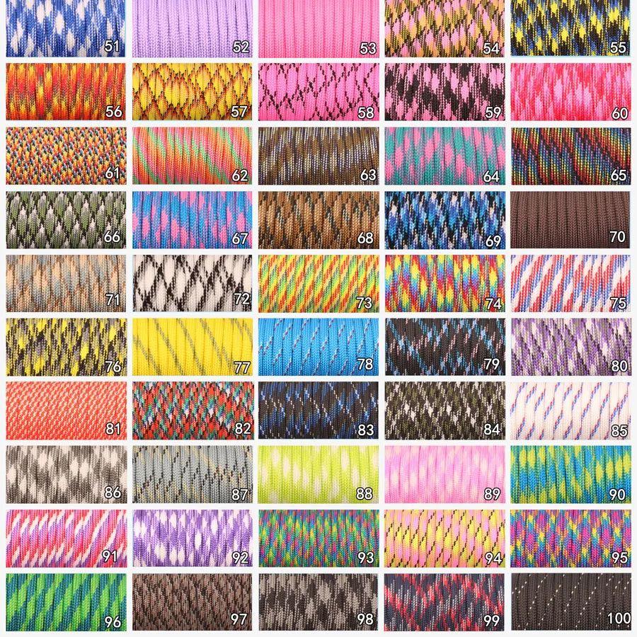 Colourful 550 Paracord 4mm 100ft Rope for Hiking &amp;amp; Camping