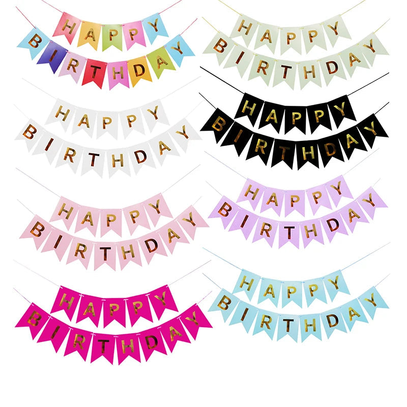 Colourful Happy Birthday Banner Set - 13 Pieces