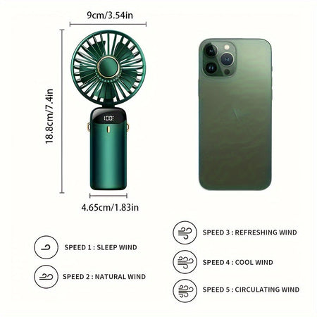 Compact Desk Personal Fan with Digital Display