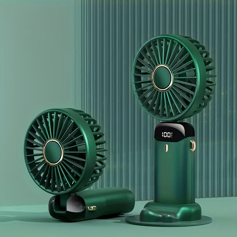 Compact Desk Personal Fan with Digital Display Dark Night Green
