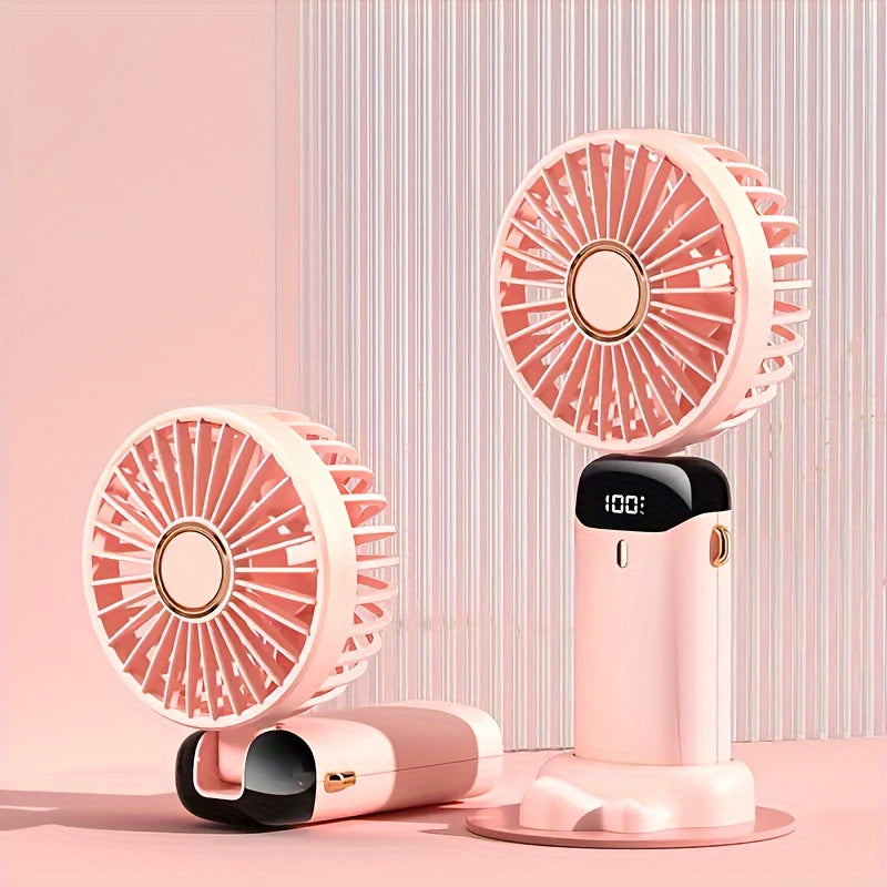 Compact Desk Personal Fan with Digital Display Sakura Pink