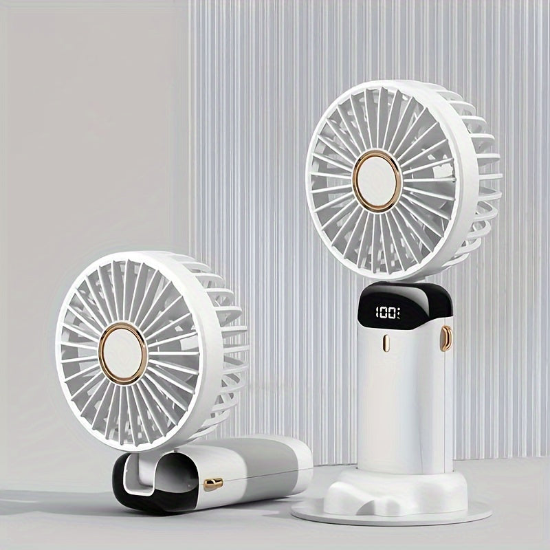 Compact Desk Personal Fan with Digital Display Snow White