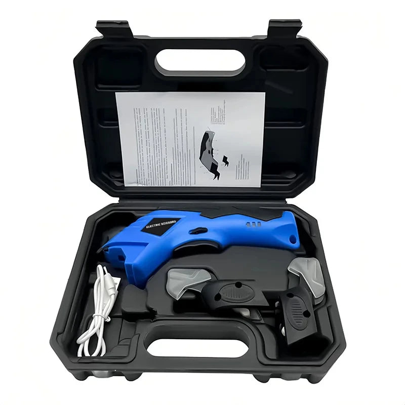 Cordless Electric Scissors Home Electric Trimmer Sewing Scissor USB Cutter Cloth Carpet Charging DIY Leather Cutting Tools blue box set