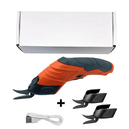 Cordless Electric Scissors Home Electric Trimmer Sewing Scissor USB Cutter Cloth Carpet Charging DIY Leather Cutting Tools orange set