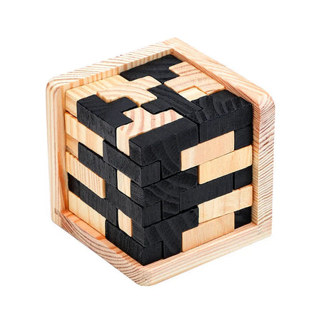 Creative 3D Wooden Cube Puzzle Ming Luban Interlocking Educational Toys For Children Kids Brain Teaser Early Learning Toy Gift 54T