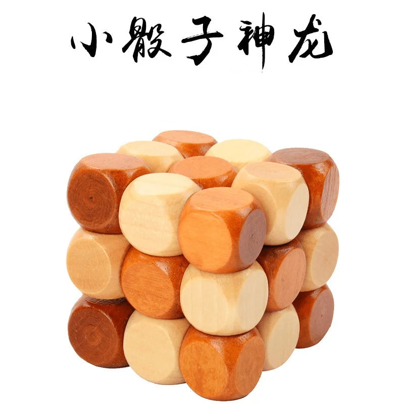 Creative 3D Wooden Cube Puzzle Ming Luban Interlocking Educational Toys For Children Kids Brain Teaser Early Learning Toy Gift Little Dice Drgaon