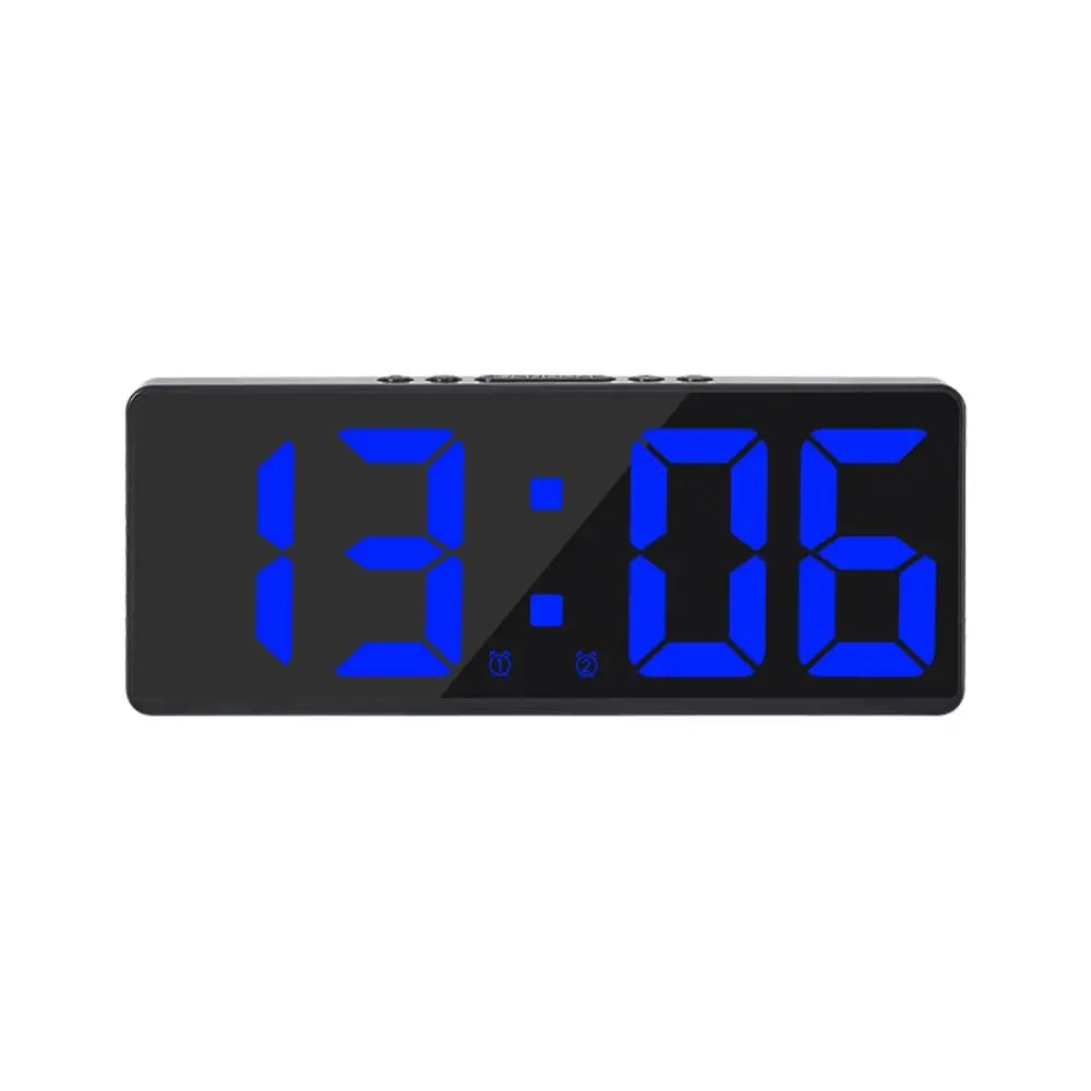 Creative Number Clock Color Nightlight Temperature Calendar Alarm Clock LED Large Number Electronic Clock Backlight Home Decor blue
