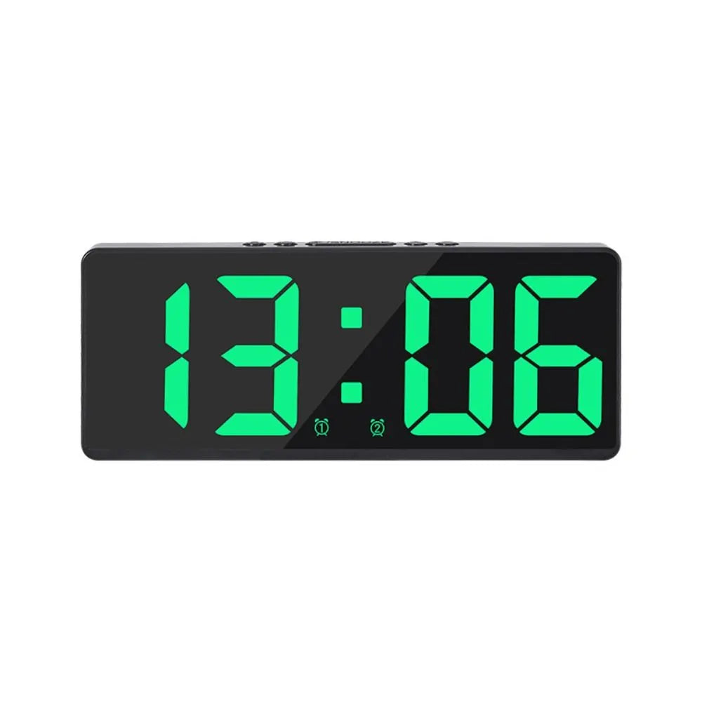 Creative Number Clock Color Nightlight Temperature Calendar Alarm Clock LED Large Number Electronic Clock Backlight Home Decor green