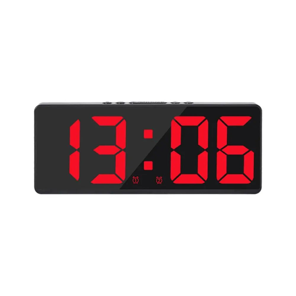 Creative Number Clock Color Nightlight Temperature Calendar Alarm Clock LED Large Number Electronic Clock Backlight Home Decor red