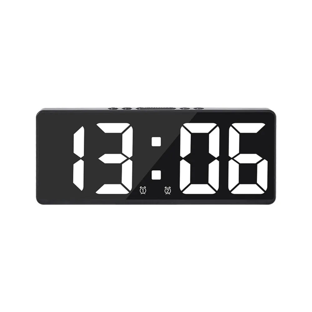 Creative Number Clock Color Nightlight Temperature Calendar Alarm Clock LED Large Number Electronic Clock Backlight Home Decor white
