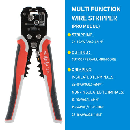 Crimper Cable Cutter Adjustable Automatic Wire Stripper Multifunctional Stripping Crimping Pliers Terminal Hand Tool Pro