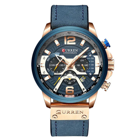 CURREN Luxury Brand Men Analog Leather Sports Watches Men's Army Military Watch Male Date Quartz Clock Relogio Masculino 2021 Rose Gold Blue