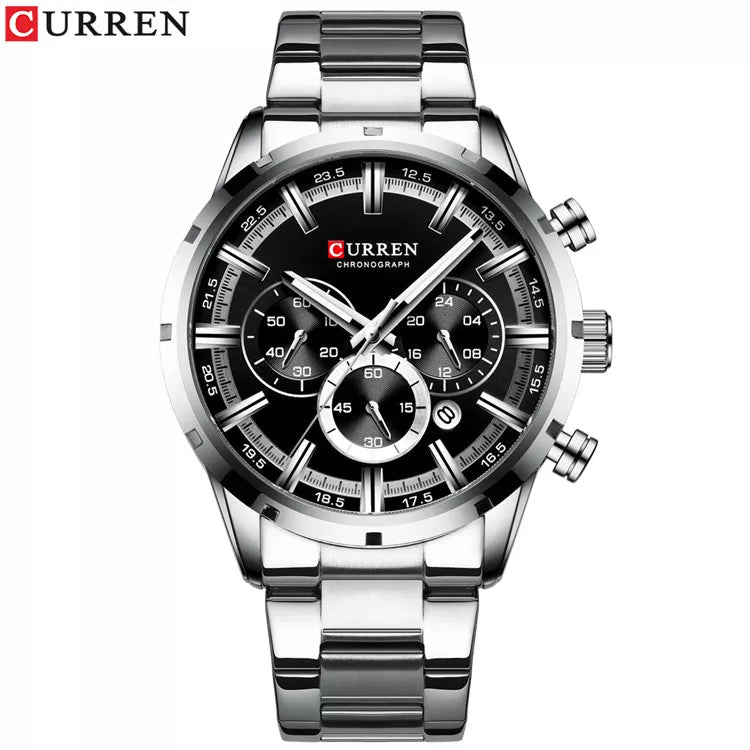 Curren Men's Watch Blue Dial Stainless Steel Band Date Mens Business Male Watches Waterproof Luxuries Men Wrist Watches for Men