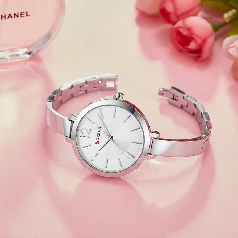 CURREN Silver Watch Women Watches Fashion Ladies Creative Steel Women's Bracelet Waterproof Quartz Watches Female Clock