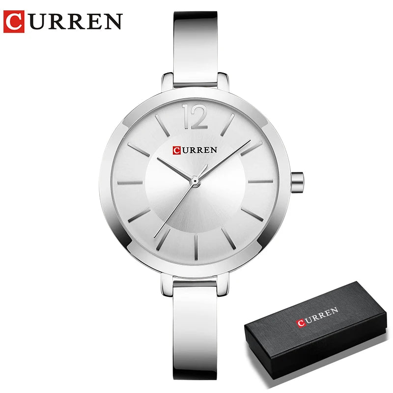 CURREN Silver Watch Women Watches Fashion Ladies Creative Steel Women's Bracelet Waterproof Quartz Watches Female Clock
