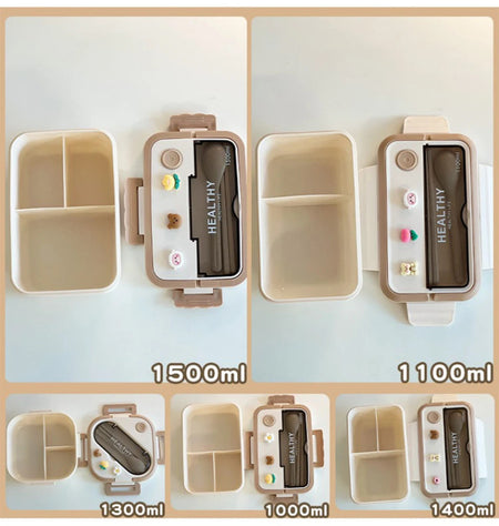 Cute Portable Lunch Box With Compartment For Girls School Kids Plastic Picnic Bento Box Microwave Food Storage Containers