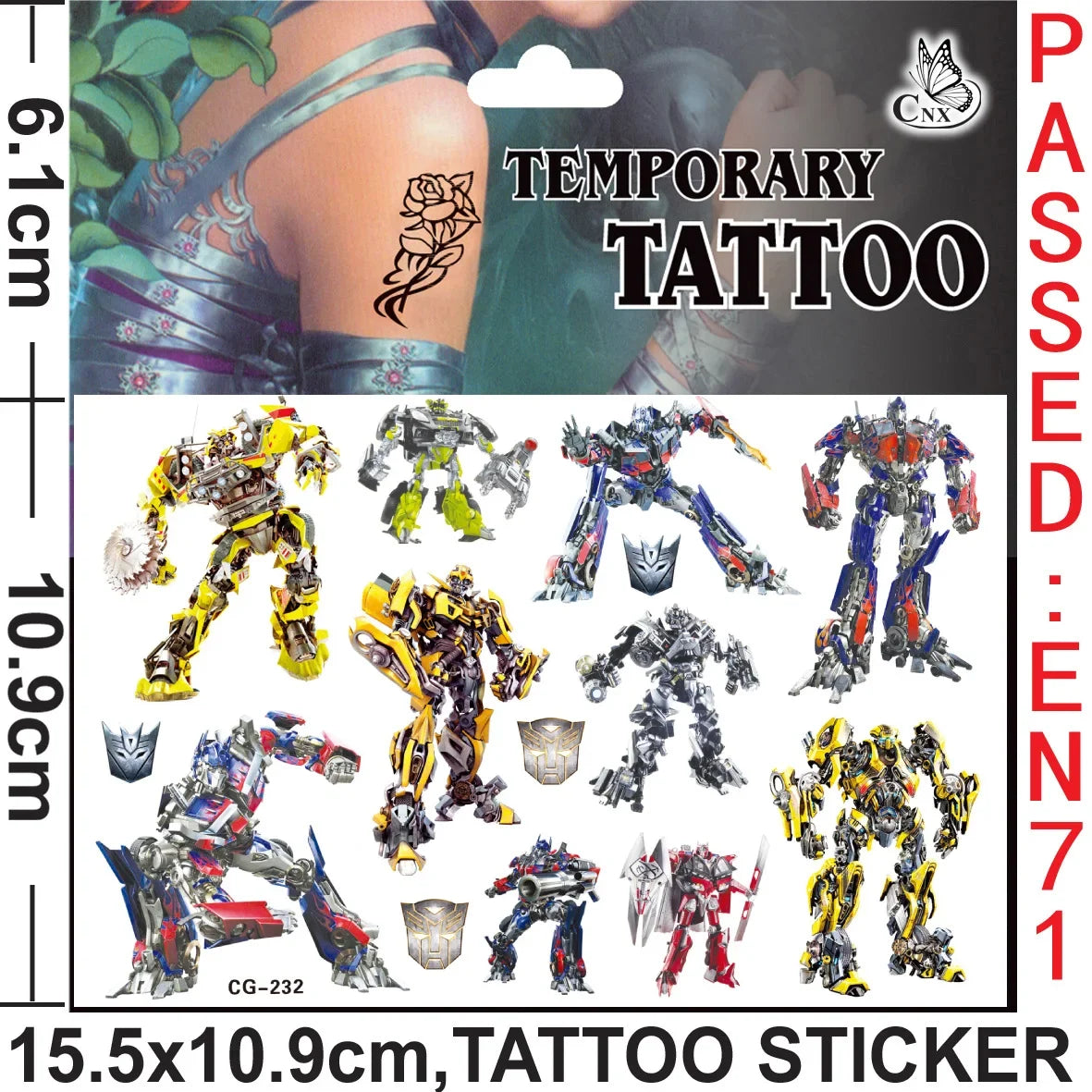 Cute Transformers Tattoo Stickers CG-232