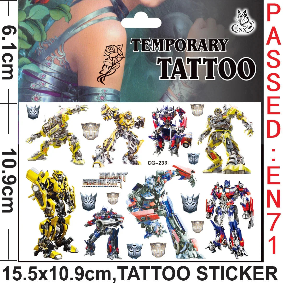 Cute Transformers Tattoo Stickers CG-233
