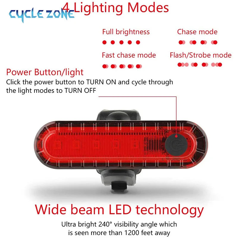 Cycle Zone USB Rechargeable Red Bike Tail Light