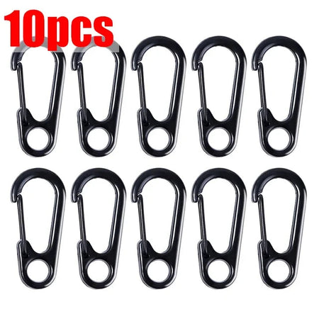 D-Ring Key Chain Carabiner Clips - Set of 10, 20, or 30  10pcs (Black)