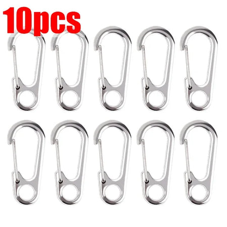 D-Ring Key Chain Carabiner Clips - Set of 10, 20, or 30  10pcs (Silver)