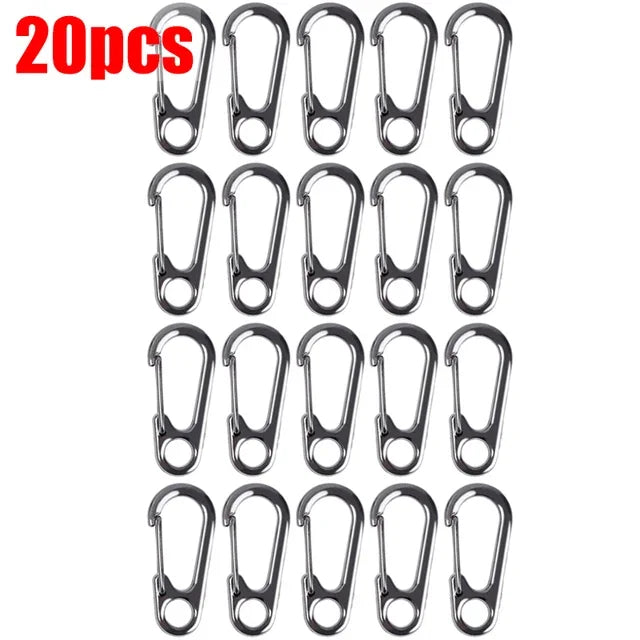 D-Ring Key Chain Carabiner Clips - Set of 10, 20, or 30  20pcs (Gun Color)
