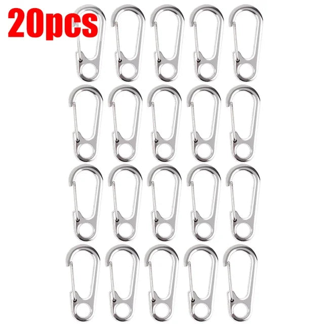 D-Ring Key Chain Carabiner Clips - Set of 10, 20, or 30  20pcs (Silver)