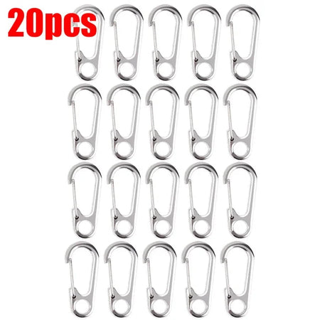 D-Ring Key Chain Carabiner Clips - Set of 10, 20, or 30  20pcs (Silver)
