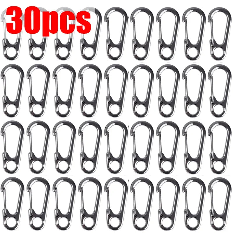 D-Ring Key Chain Carabiner Clips - Set of 10, 20, or 30  30pcs (Gun Color)