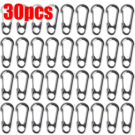 D-Ring Key Chain Carabiner Clips - Set of 10, 20, or 30  30pcs (Gun Color)