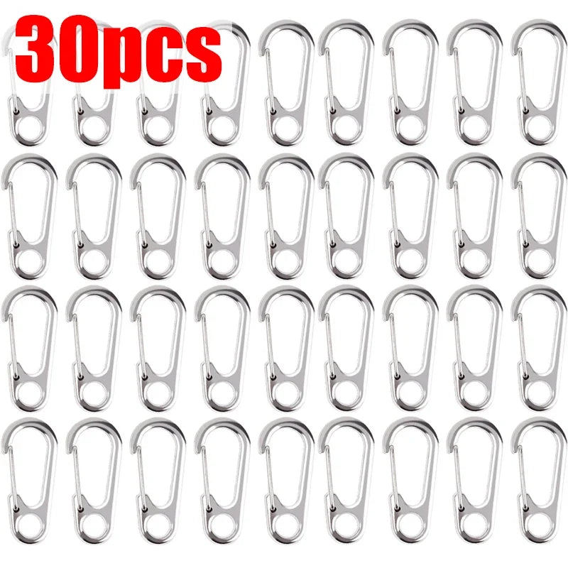 D-Ring Key Chain Carabiner Clips - Set of 10, 20, or 30  30pcs (Silver)