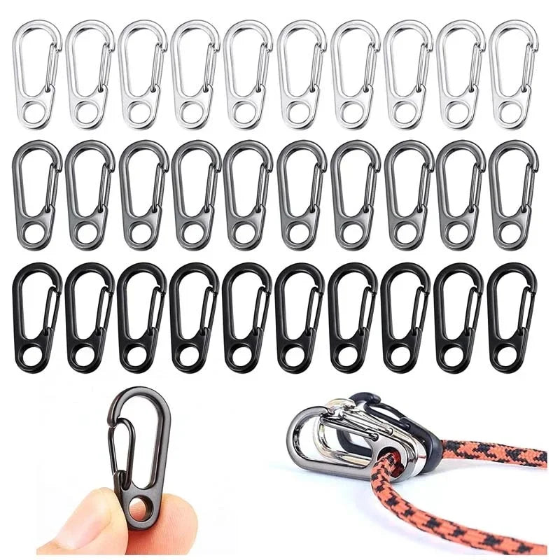D-Ring Key Chain Carabiner Clips - Set of 10, 20, or 30