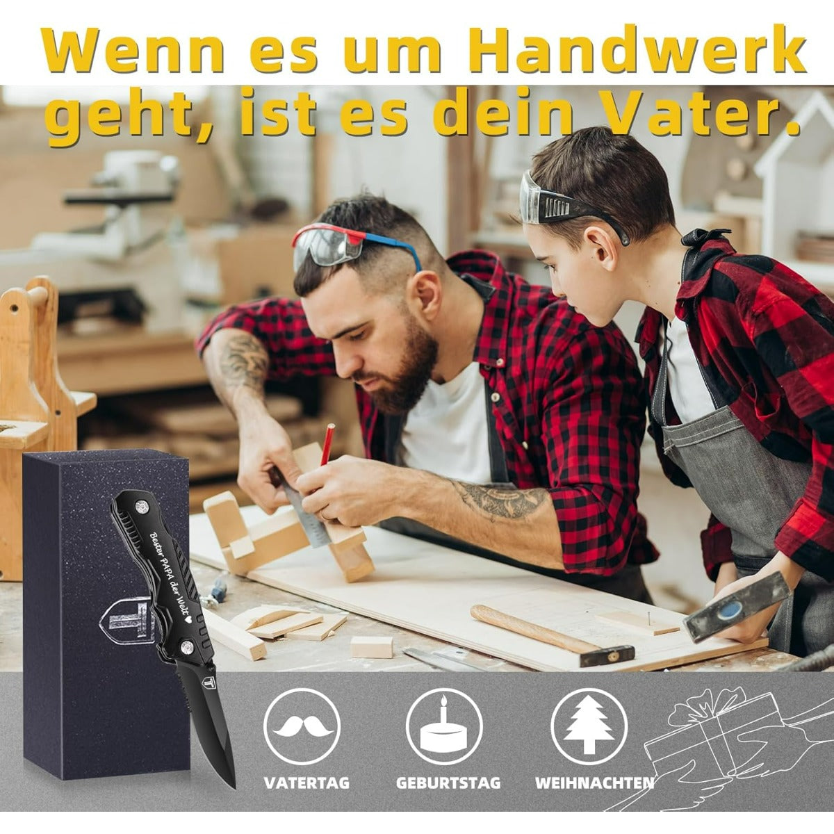 Engraving Best PAPA Ever Black Pocket Knife &ndash; 9-in-1 Multi-Tool Versatility