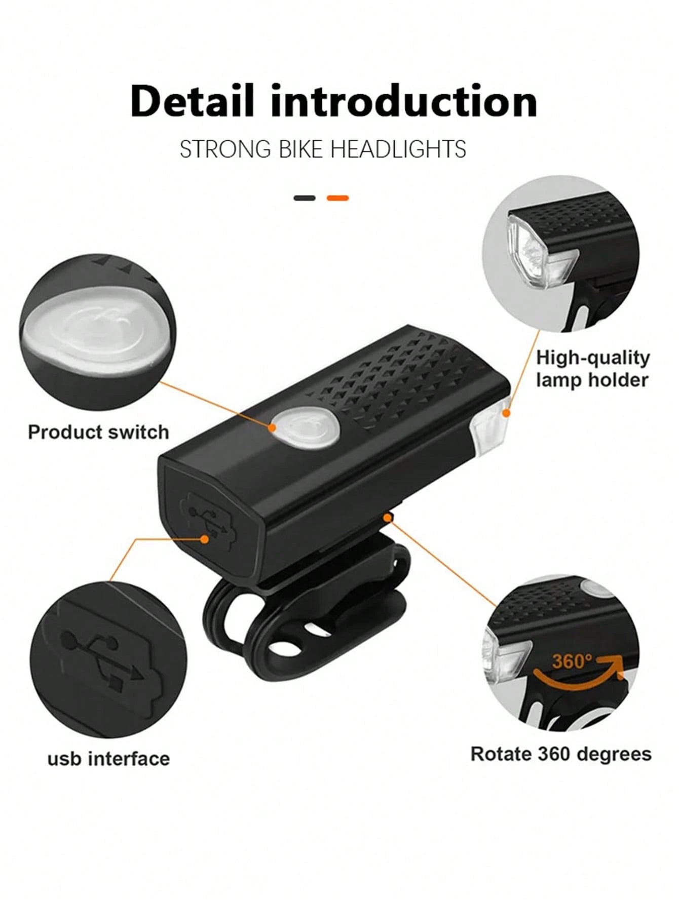 Super Bright USB Rechargeable Front Bike Light for Night Riding