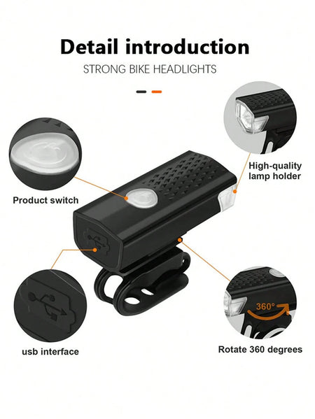 Super Bright USB Rechargeable Front Bike Light for Night Riding