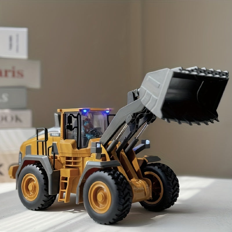 11 Channel RC Excavator Toy with Metal Shovel, Remote Control Bulldozer Vehicles - Gift with Light and Sound